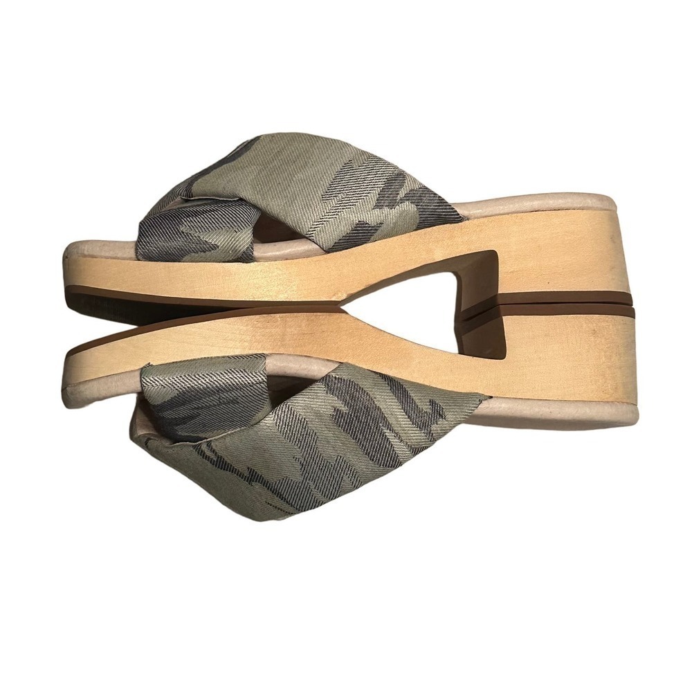 Sanctuary Lively Fabric Leather Square Toe Block Heel Slide Sandals Sz7 - Picture 6 of 11